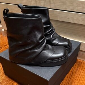 The Attico Black Leather Ankle Boots